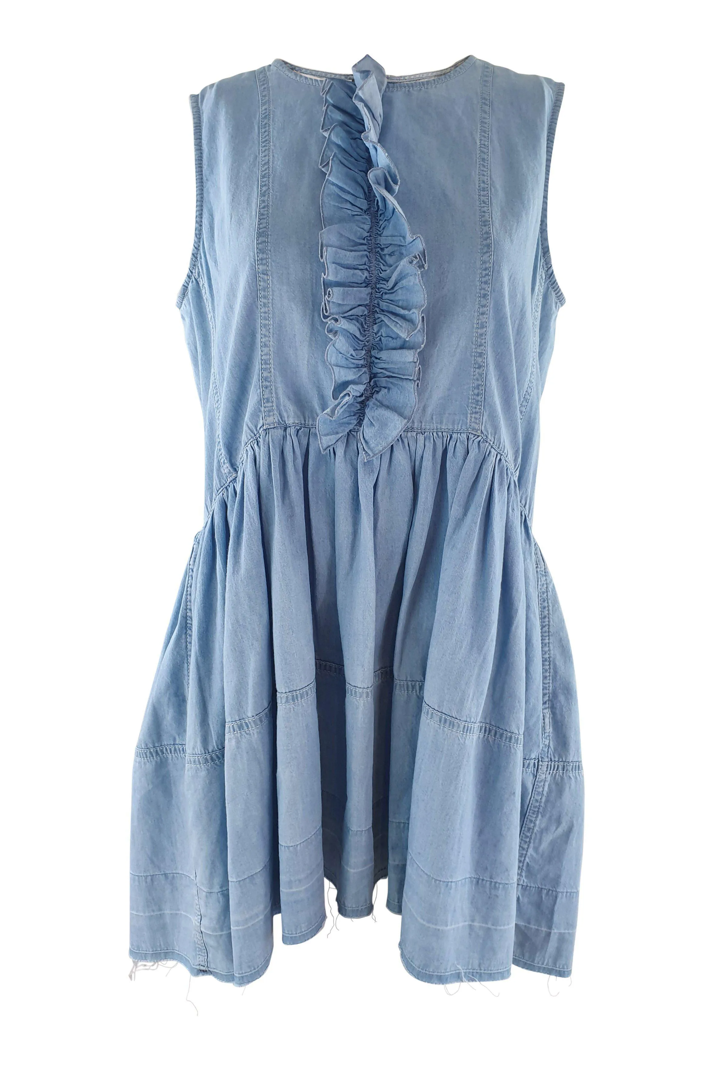 SONIA RYKIEL Blue Chambray Baby Doll Mini Dress (38)