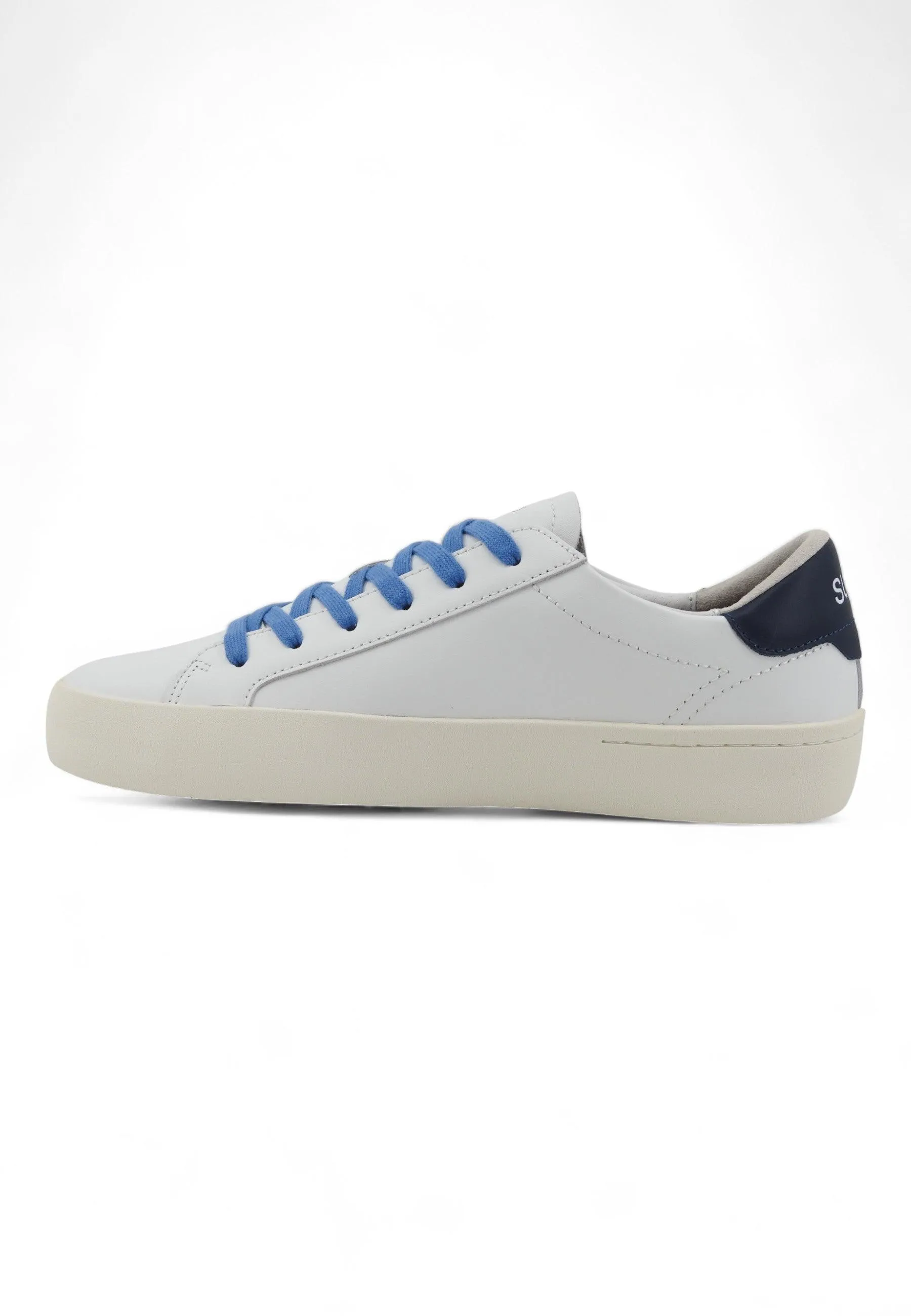 SUN68 Street Leather Sneaker Uomo Bianco Navy Blue Z34140