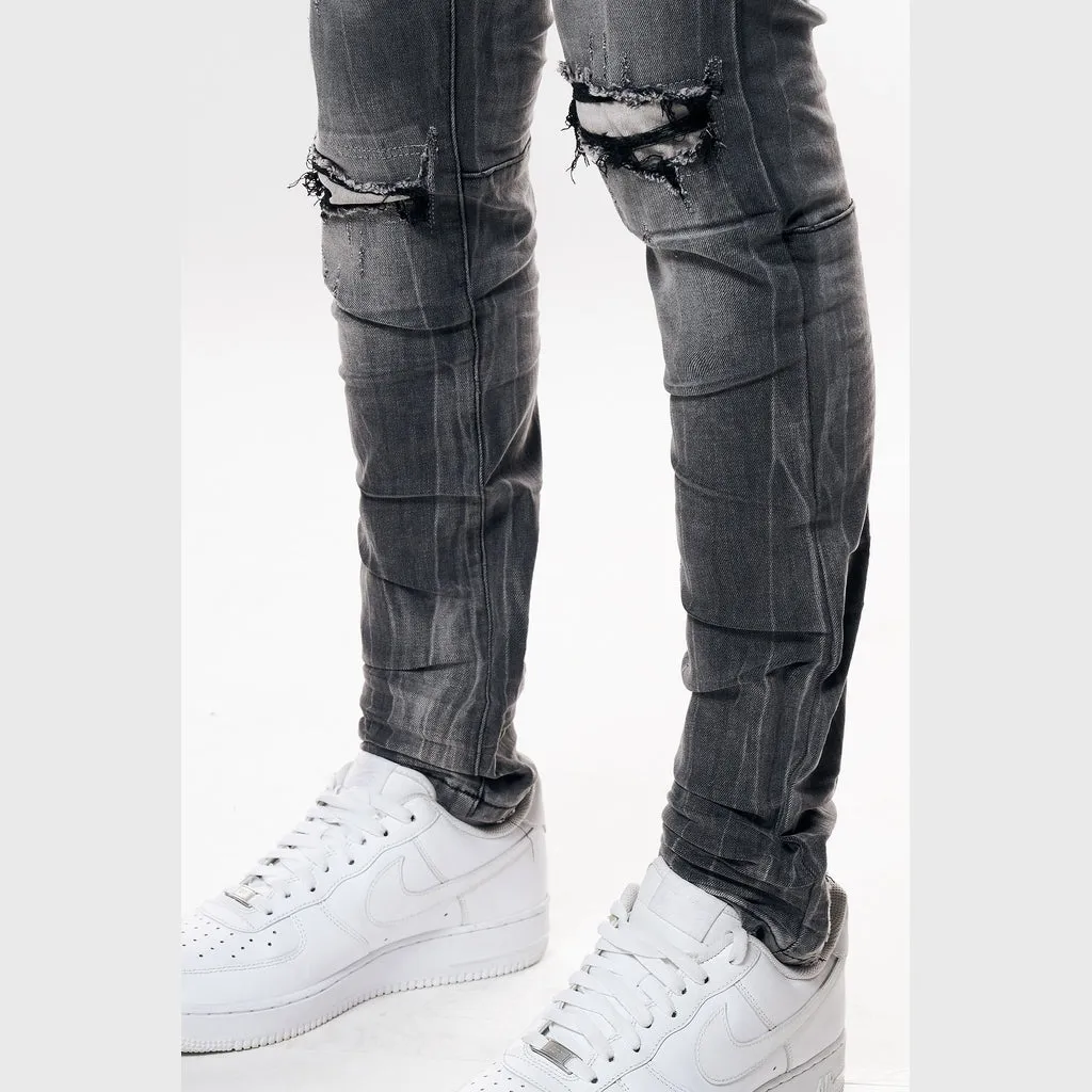 Super Skinny Distressed Rip & Repair Jean - Pluto Grey