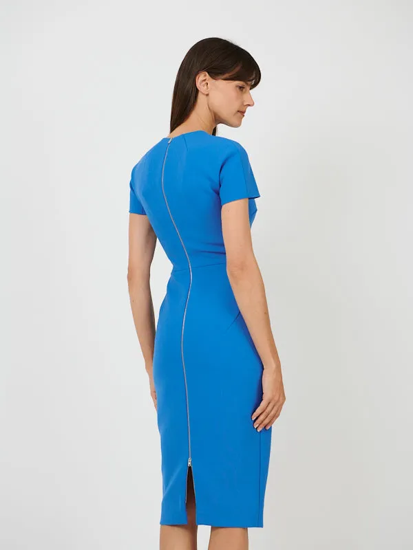 T-Shirt Fitted Dress in Azure Blue