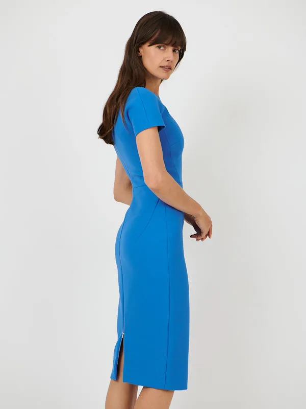 T-Shirt Fitted Dress in Azure Blue