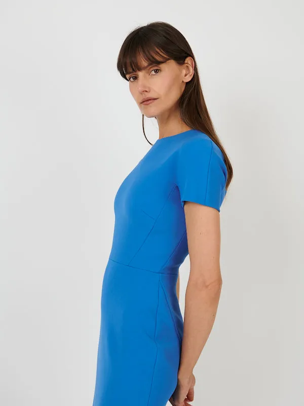 T-Shirt Fitted Dress in Azure Blue