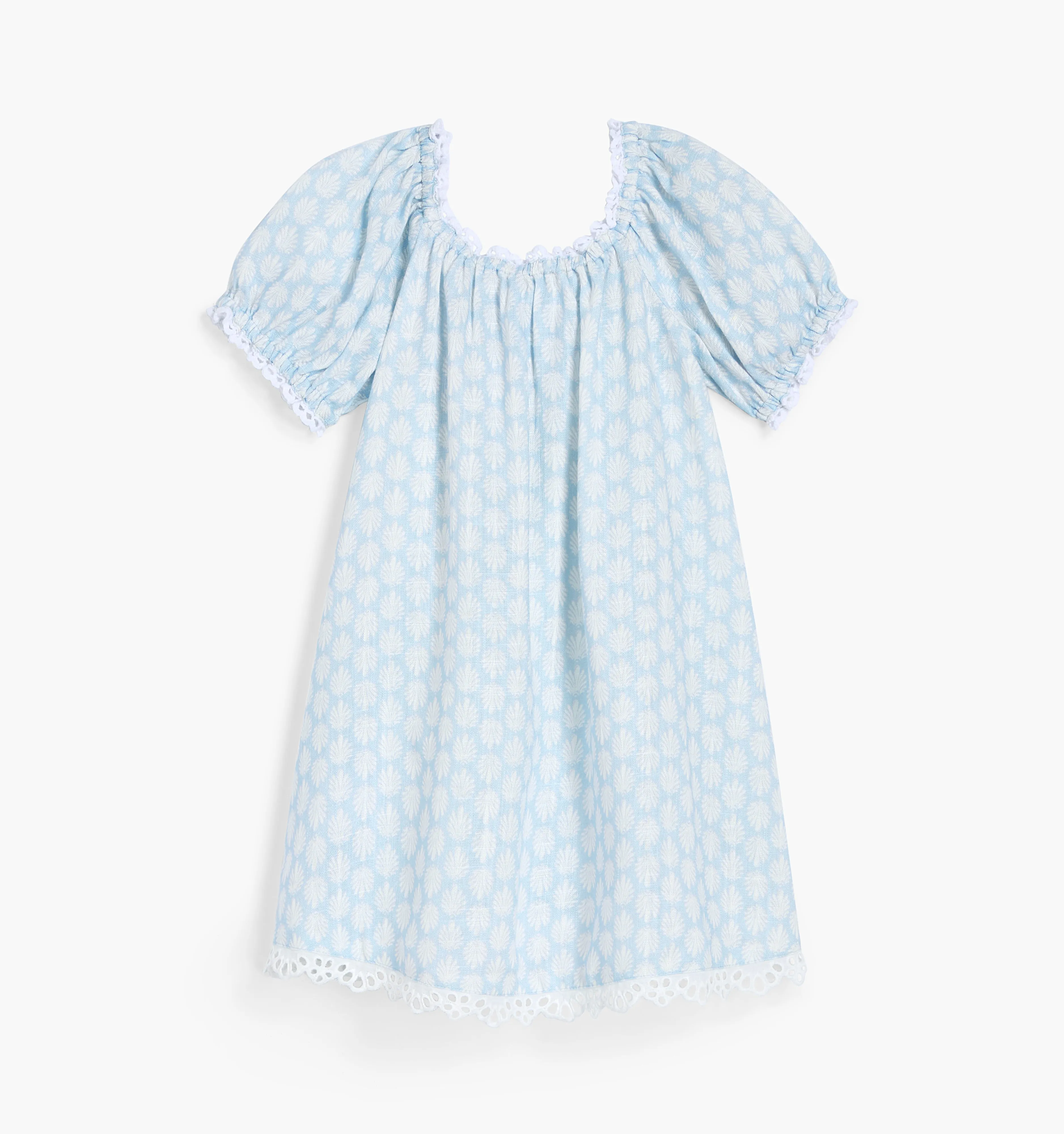 The Tiny Sienna Dress - Powder Blue Baroque Shell Linen