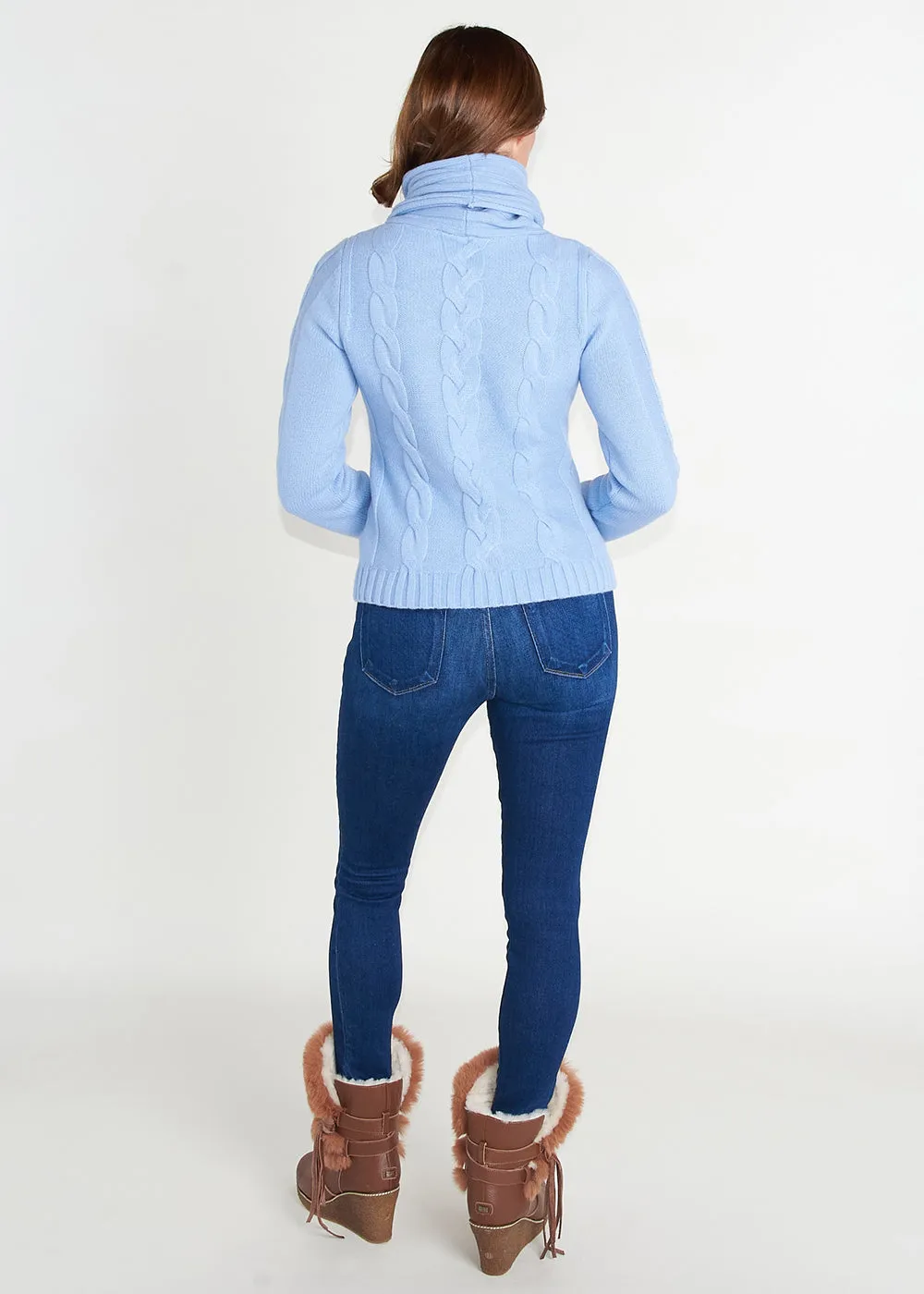 Tilly Cable Knit Sweater - Periwinkle Blue