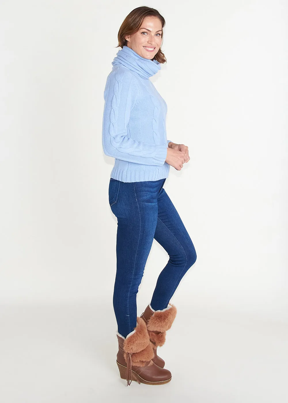 Tilly Cable Knit Sweater - Periwinkle Blue