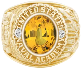 USNA Class Ring Mod™ with Yellow Sapphire Centerpiece and Diamond Dividers