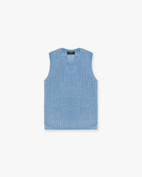 Washed Knit Vest - Sky Blue