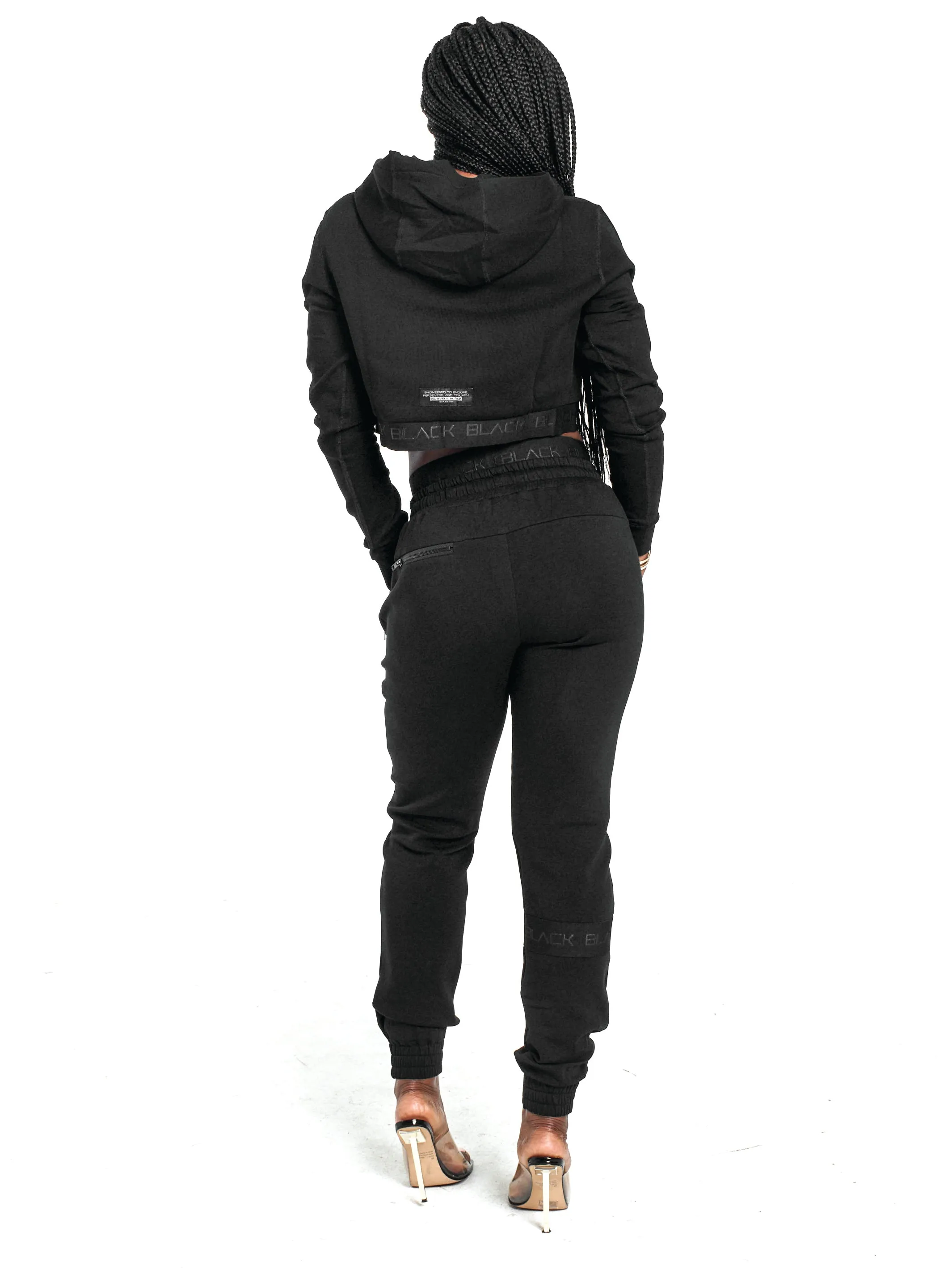 Women's Black Band Fitted Joggers