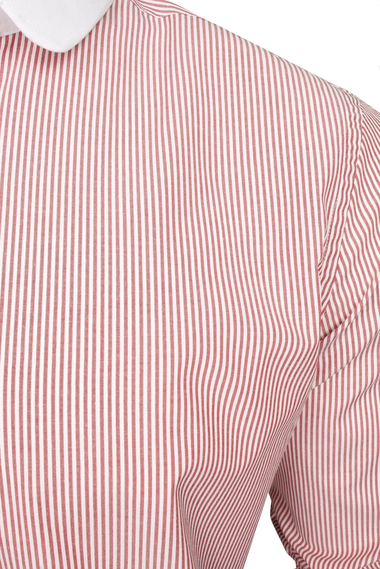 Xact Men's Long-Sleeved Striped Shirt with White Penny/Club Collar and White Cuffs